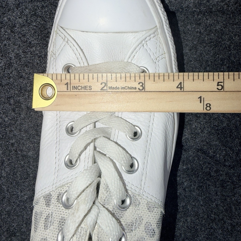 Converse Chuck Taylor All Star White Leather Leopard Print Sneakers Womens 10 - Picture 10 of 13